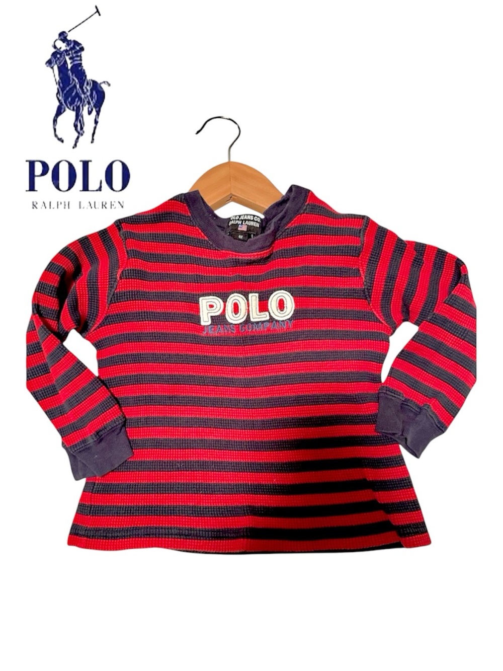 Polo by Ralph Lauren Kids Red & Navy Striped Long-Sleeve Thermal Top-Size 4T